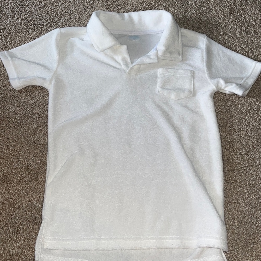 Edgehill collection 6/7 toddler boy terry cloth collard shirt white